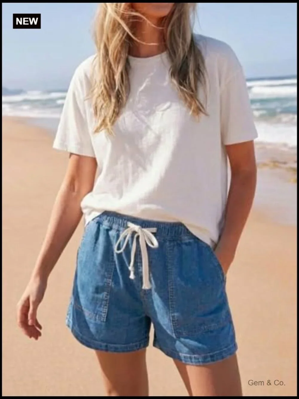Baggy High Waisted Denim Jorts Drawstring Summer Shorts Wide Leg